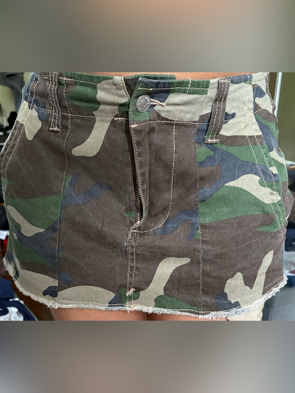 Almost Famous Camo Mini Skirt in Green, Brown, Black
